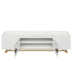 Meuble TV 63,07 po avec verre et cadre doré pour téléviseurs de 70 po