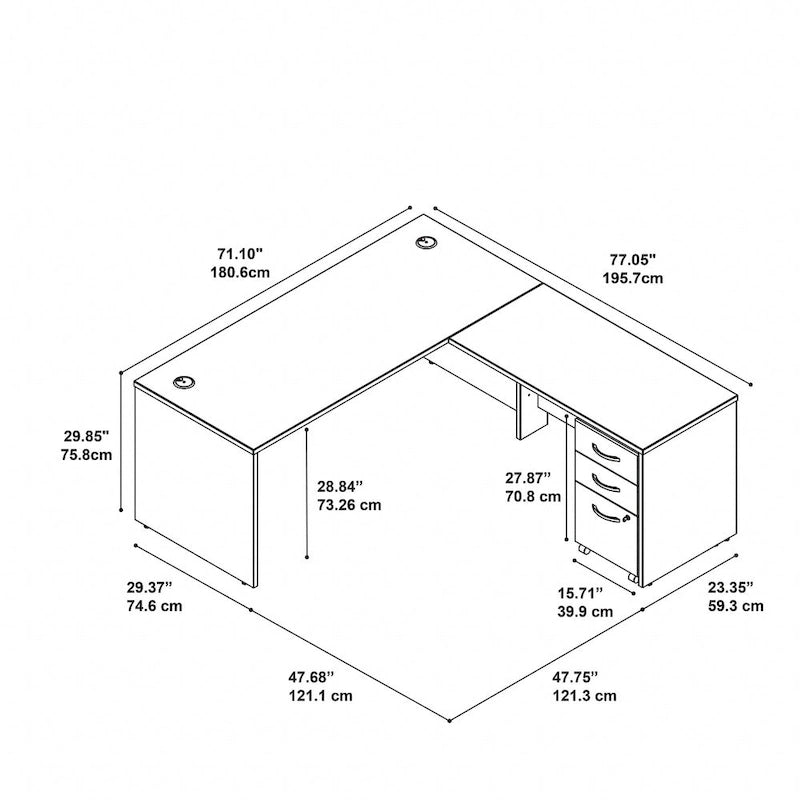 Bureau en L avec tiroirs Series C 72W
