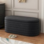 Banc coffre en chenille avec charnière de sécurité, tabouret de bout de lit rembourré en tissu