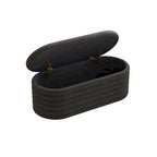 Banc coffre en chenille avec charnière de sécurité, tabouret de bout de lit rembourré en tissu