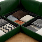 Canapé sectionnel modulaire en forme de L rembourré en chenille 109 po avec siège de rangement, combinaison DIY