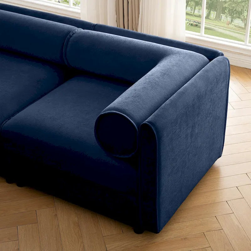 Canapé sectionnel modulaire en forme de L rembourré en chenille 109 po avec siège de rangement, combinaison DIY