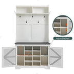 Banc d'entrée de ferme de 42 po de large avec porte-manteau, armoire de vestiaire