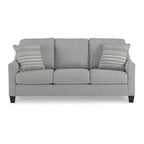Canapé-lit Queen Size, gris, matelas en mousse à mémoire de forme repliable
