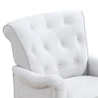 Fauteuil d'appoint en tissu chenille avec pieds rétro en bois, coussin en mousse haute densité et ressorts, et capacité de poids de 136 kg