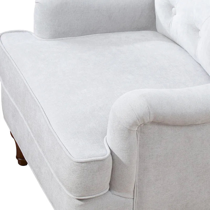 Fauteuil d'appoint en tissu chenille avec pieds rétro en bois, coussin en mousse haute densité et ressorts, et capacité de poids de 136 kg