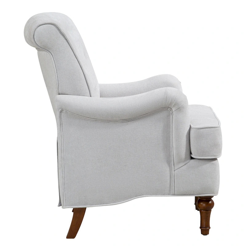 Fauteuil d'appoint en tissu chenille avec pieds rétro en bois, coussin en mousse haute densité et ressorts, et capacité de poids de 136 kg