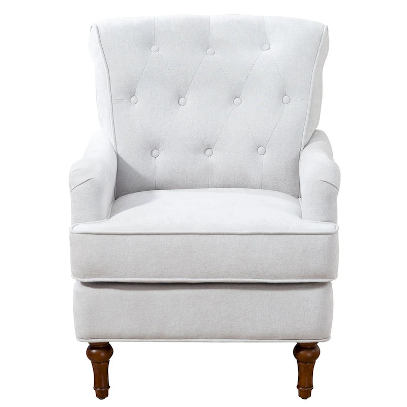 Fauteuil d'appoint en tissu chenille avec pieds rétro en bois, coussin en mousse haute densité et ressorts, et capacité de poids de 136 kg