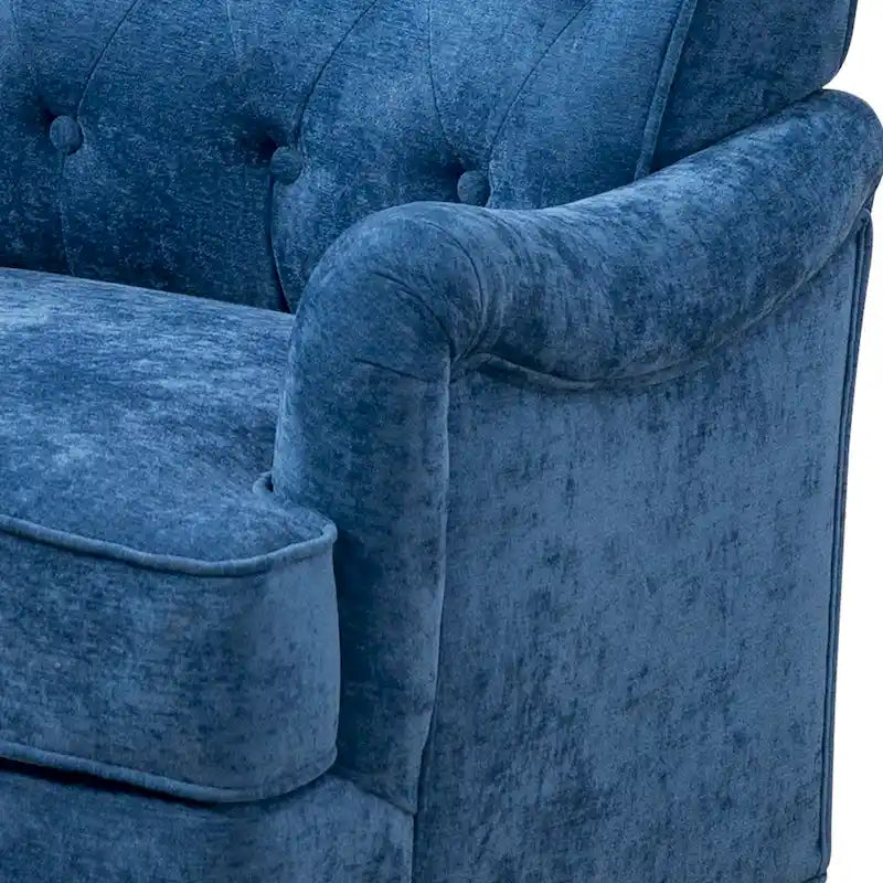 Fauteuil d'appoint en tissu chenille avec pieds rétro en bois, coussin en mousse haute densité et ressorts, et capacité de poids de 136 kg