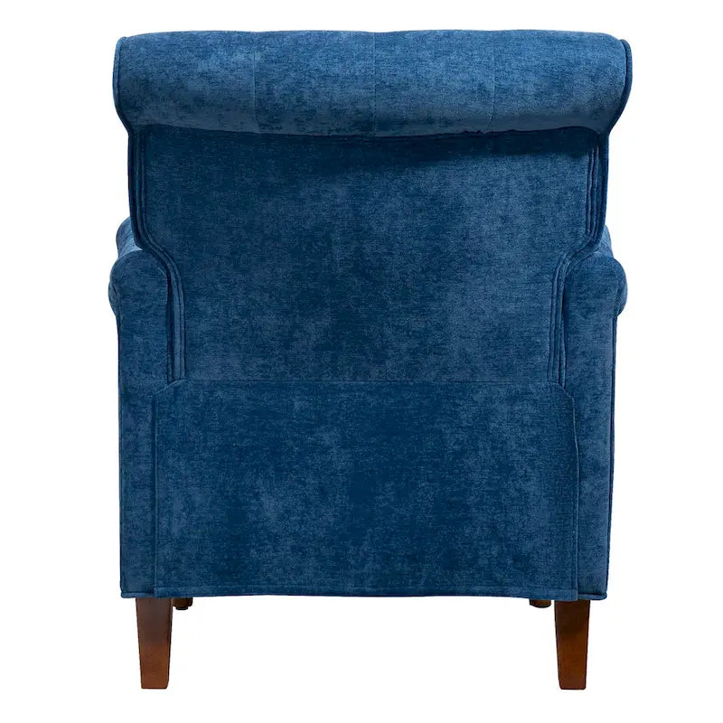 Fauteuil d'appoint en tissu chenille avec pieds rétro en bois, coussin en mousse haute densité et ressorts, et capacité de poids de 136 kg