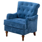 Fauteuil d'appoint en tissu chenille avec pieds rétro en bois, coussin en mousse haute densité et ressorts, et capacité de poids de 136 kg