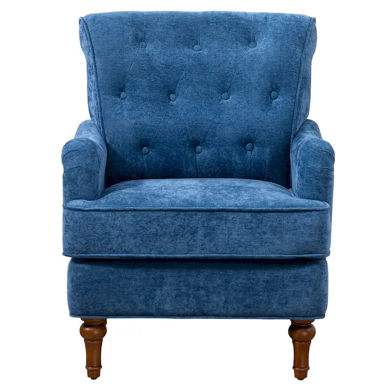 Fauteuil d'appoint en tissu chenille avec pieds rétro en bois, coussin en mousse haute densité et ressorts, et capacité de poids de 136 kg
