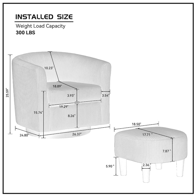 Fauteuil pivotant vert 26,38 avec pouf
