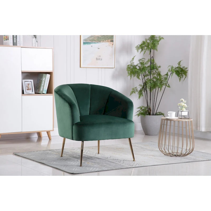 Fauteuil d'appoint Skye en velours capitonné avec pieds chromés