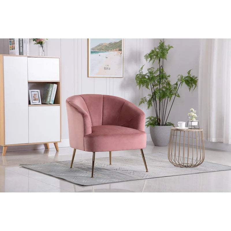 Fauteuil d'appoint Skye en velours capitonné avec pieds chromés