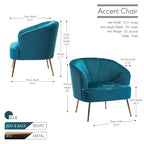 Fauteuil d'appoint Skye en velours capitonné avec pieds chromés
