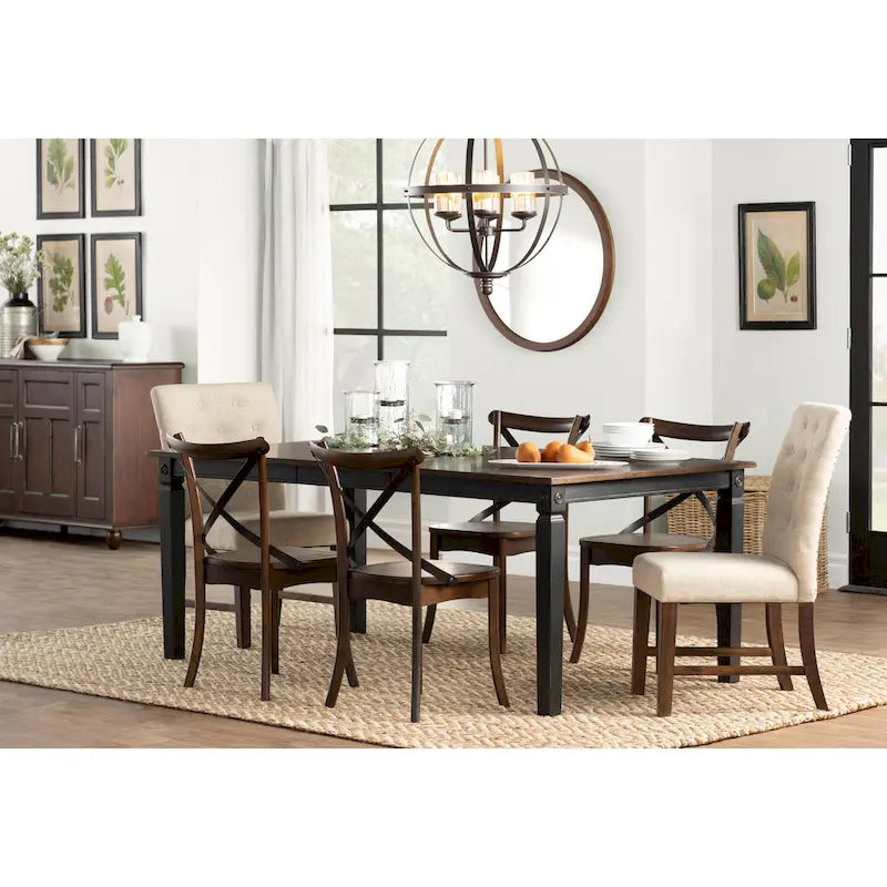 Table de salle à manger rectangulaire Glennwood Rubbed Black et Charcoal