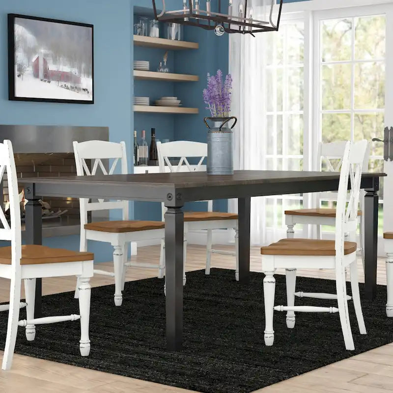 Table de salle à manger rectangulaire Glennwood Rubbed Black et Charcoal