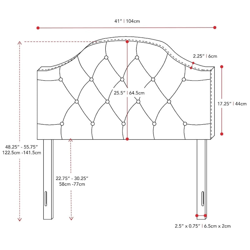 Tête de lit capitonnée en tissu arqué Calera - Lit simple