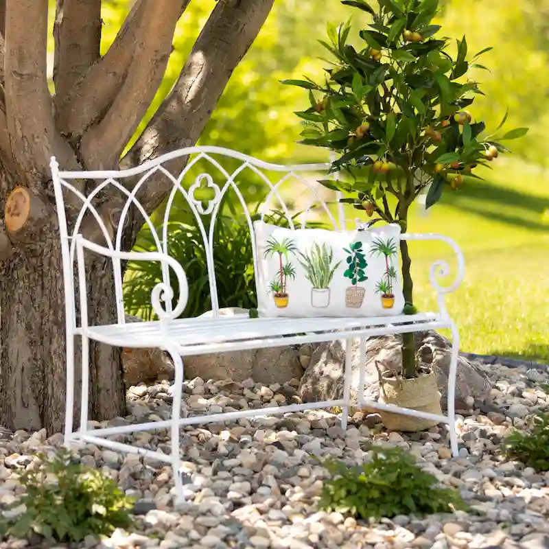 Banc de jardin en métal blanc éclatant Sullivans 36H Blanc - 45,5L x 18,5W x 36H