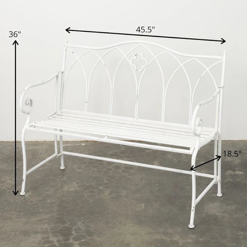 Banc de jardin en métal blanc éclatant Sullivans 36H Blanc - 45,5L x 18,5W x 36H