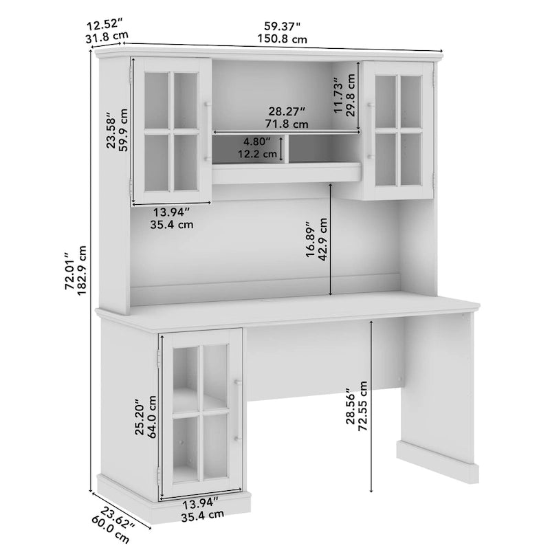 Bureau informatique Westbrook 60W avec étagère supérieure