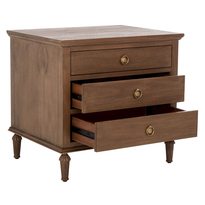 Table de chevet en bois à 3 tiroirs Firyal