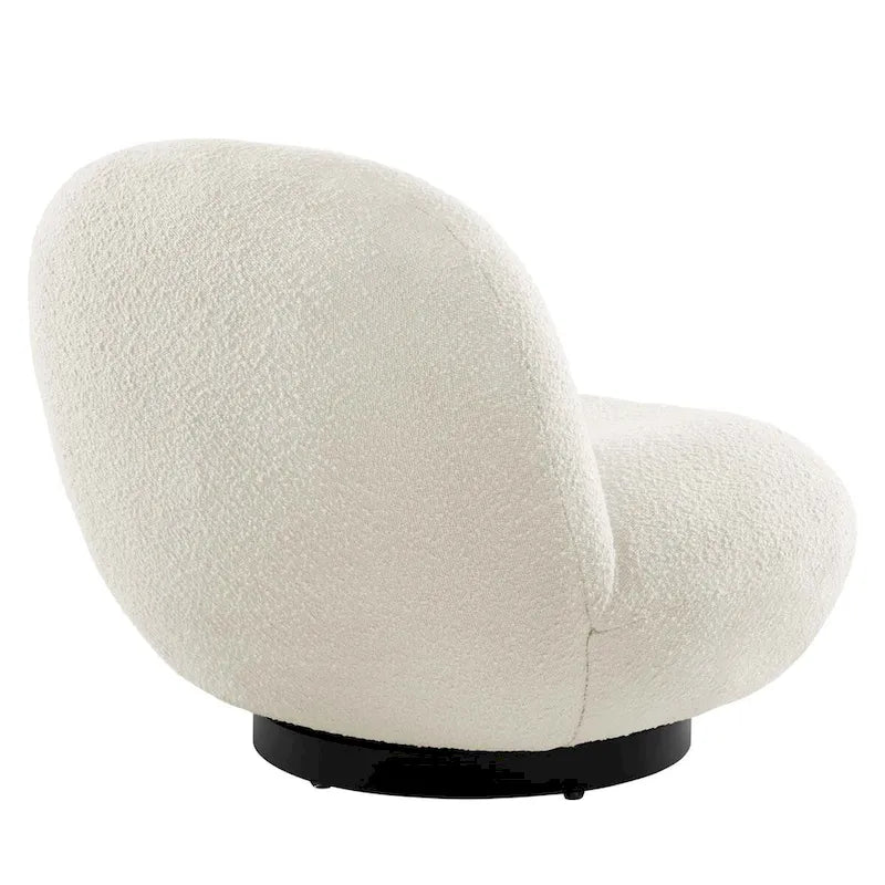 Fauteuil pivotant Kindred en bouclette avec piètement en métal noir mat