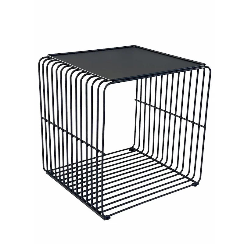 Table d'appoint Reo 16 pouces, cadre en métal noir en forme de cascade