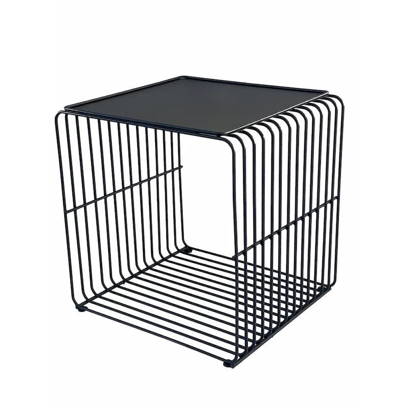 Table d'appoint Reo 16 pouces, cadre en métal noir en forme de cascade